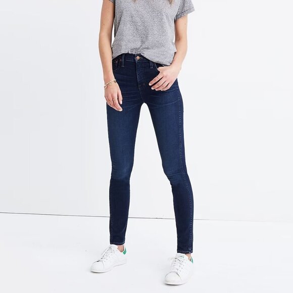 Madewell 10" High-Rise Skinny Jeans Hayes Wash Blue Denim Women's 25 W - Picture 1 of 16